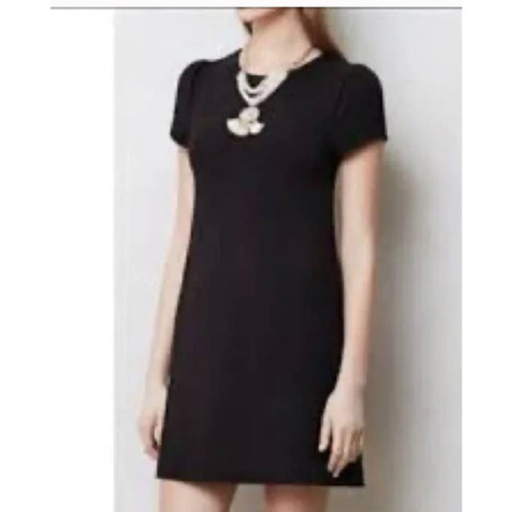 Maeve Anthropologie Womens Shift Dress Cup Sleeve Diamond Knit Black size small